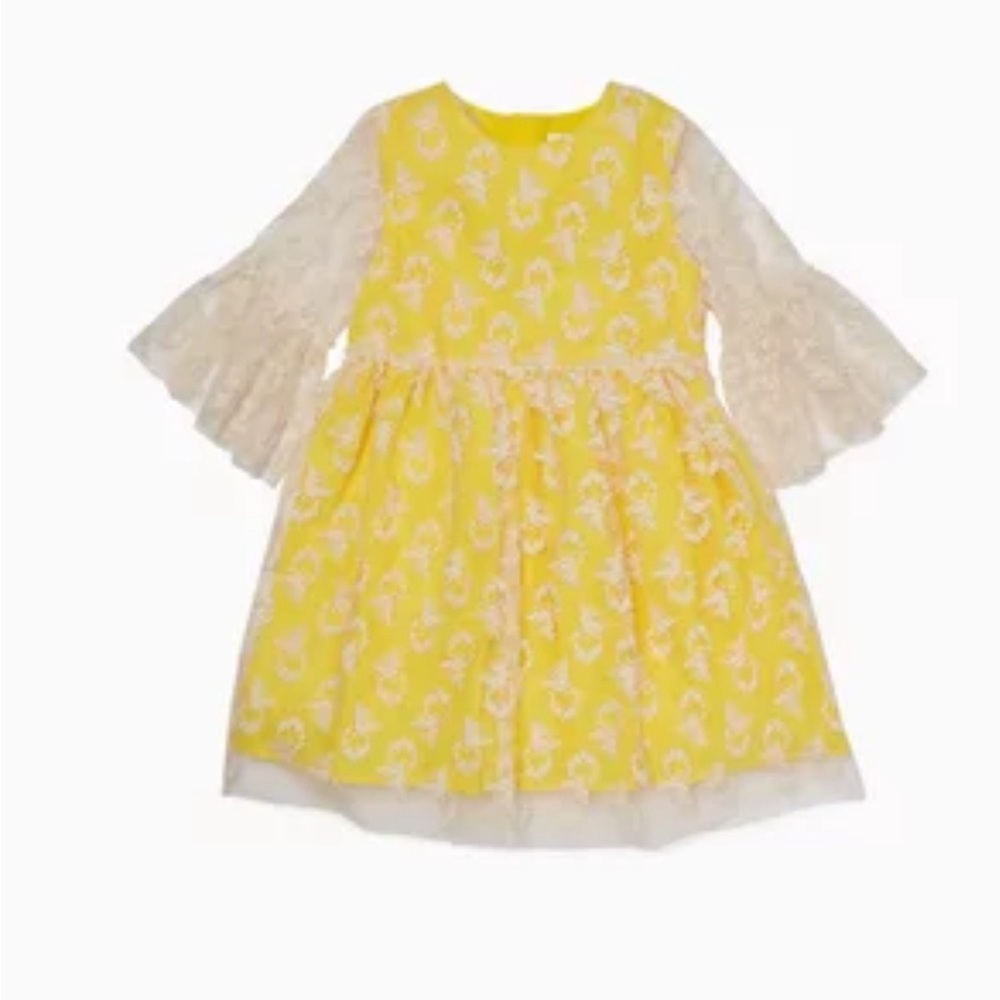 CHARABIA
Kids Yellow Floral Embroidered Lace Dress size 8